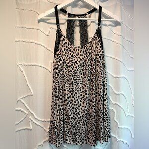 Jessica Simpson Maternity Nursing Leopard Print Lace Trim Pajama Set